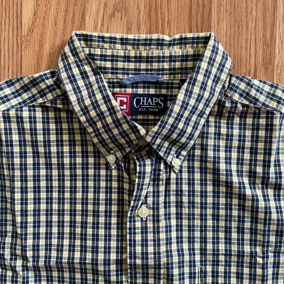 Chaps Men Casual Shirt Long Sleeve Collared Button Down Front Pocket Size M - Picture 7 of 8